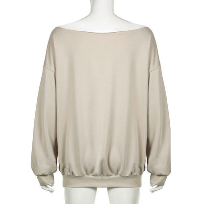 Long sleeve off shoulder "22" print top