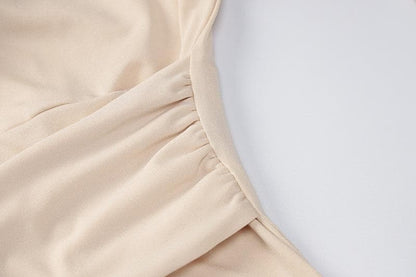 Deep V Neck Collar Tie Waist Long Sleeve Mini Dress