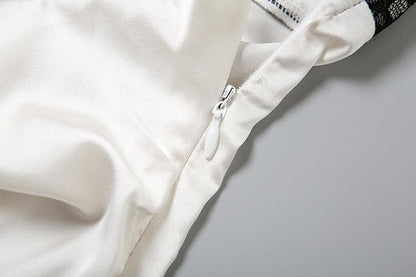 Lace zip-up backless high slit cami maxi dress