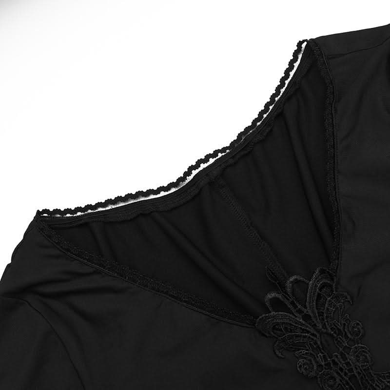 Long flared sleeve v neck embroidery maxi dress