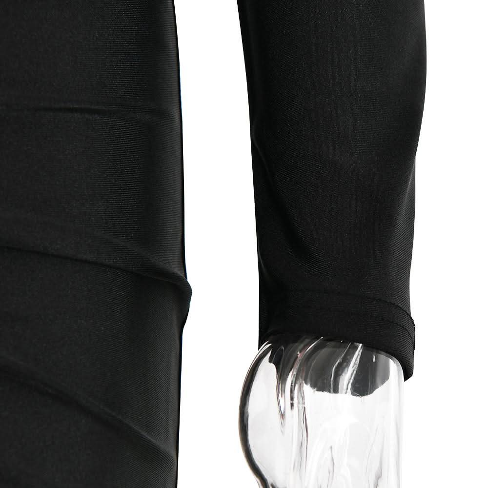 Hollow out long sleeve ruched slit solid cut out midi dress