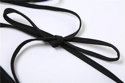 Halter mesh ruffle irregular backless top