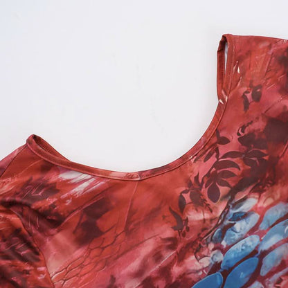 Long sleeve o ring cross front abstract mini dress