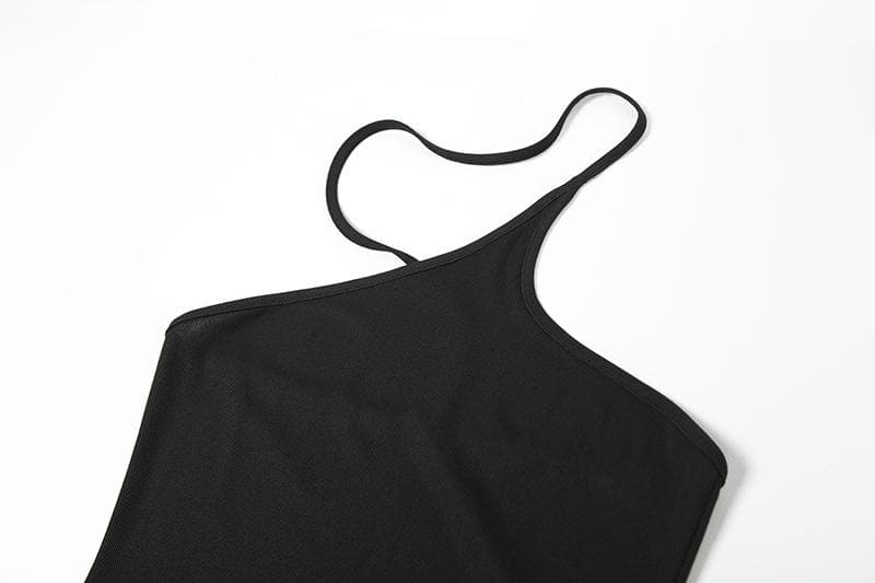 Halter Hollow out irregular solid cut out maxi dress