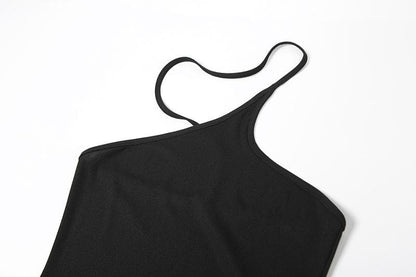 Halter Hollow out irregular solid cut out maxi dress