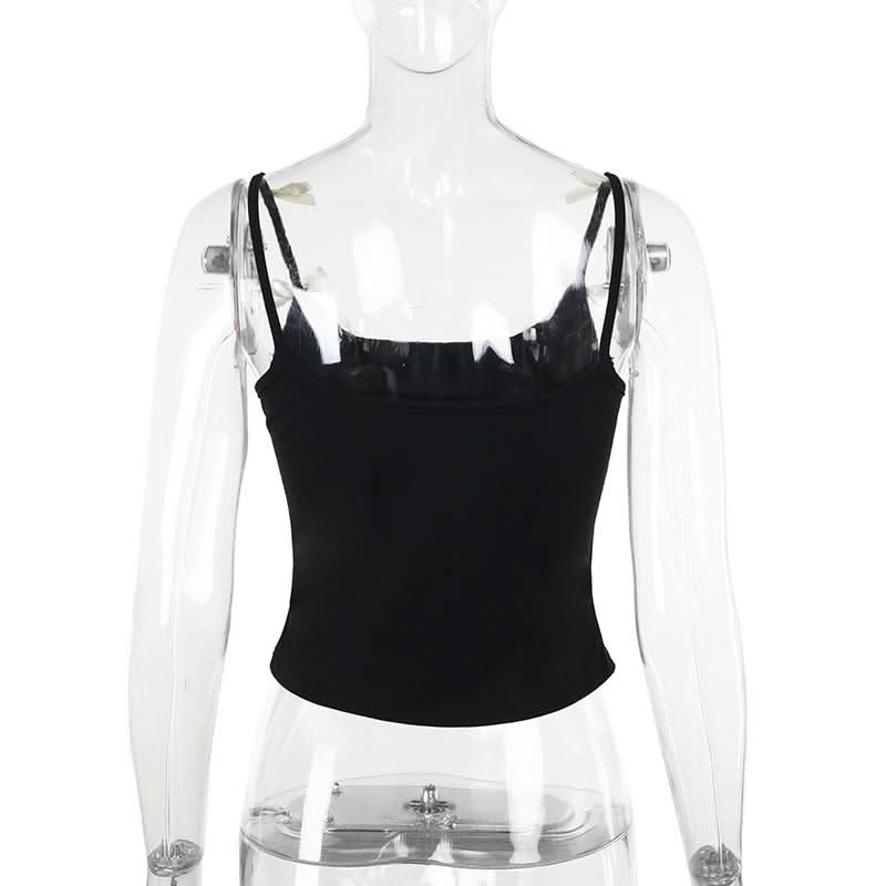 Bowknot applique u neck backless cami top