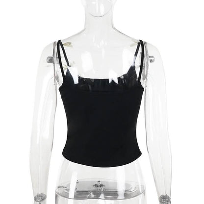 Bowknot applique u neck backless cami top