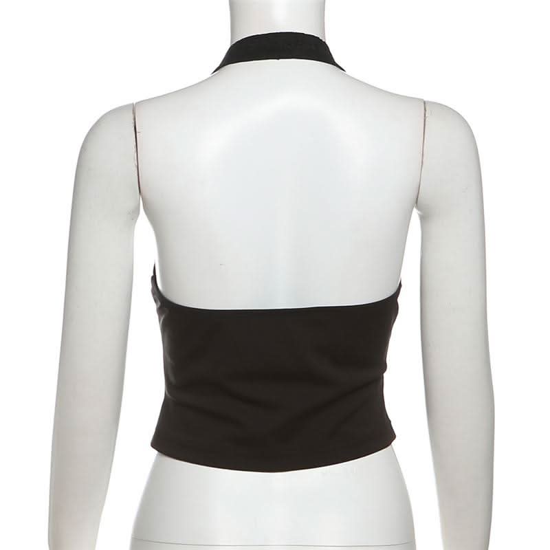 Halter corset lace backless top