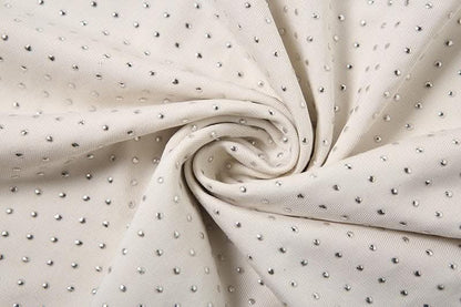 Halter cowl neck beaded low cut mini dress-final-sale