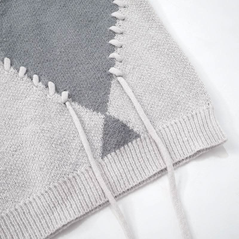 Long sleeve knitted crewneck contrast top