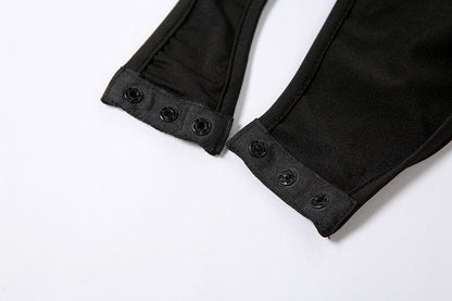 Solid One shoulder Hollow Out Bodysuit