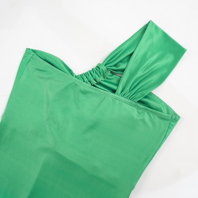 One shoulder gradient ruched cami maxi dress