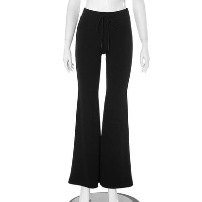 High rise drawstring ruched wide leg pant