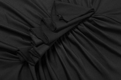 Ruched long sleeve solid gloves round neck maxi dress-final-sale