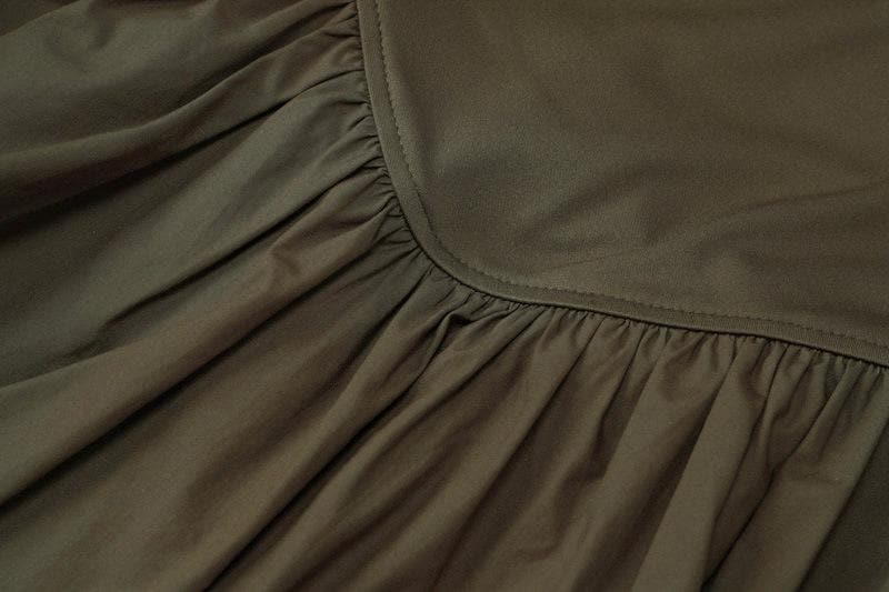 Ruched square neck solid cami mini dress