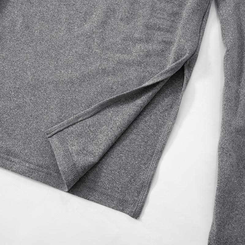 Long sleeve high neck slit irregular solid top