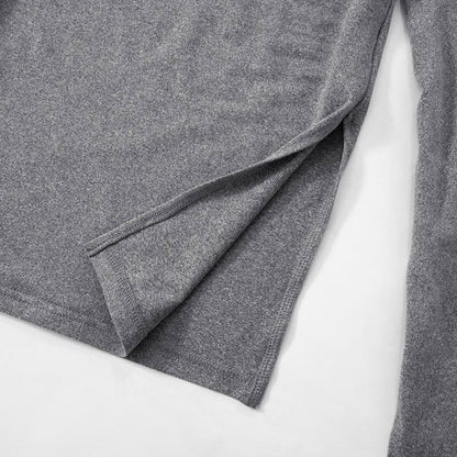 Long sleeve high neck slit irregular solid top