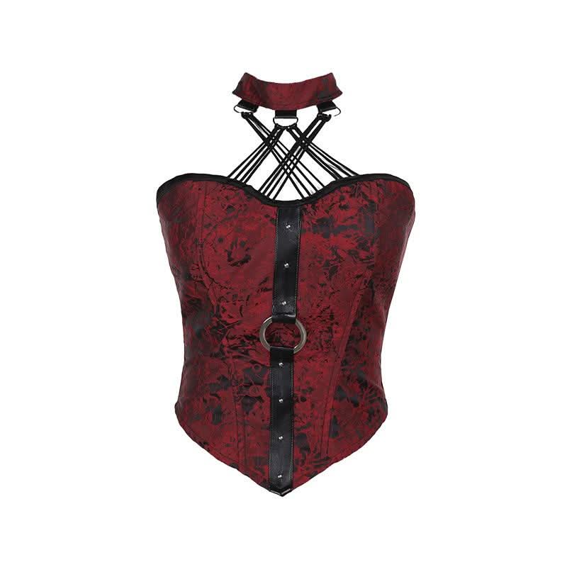 Halter o ring lace up backless top
