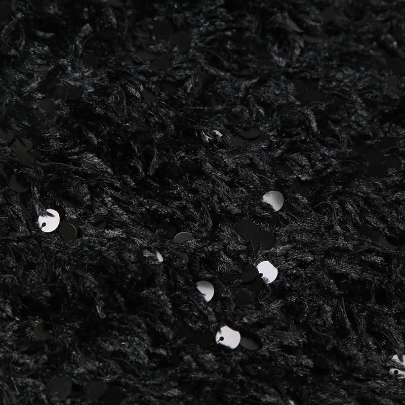 Glitter fluffy contrast mini skirt