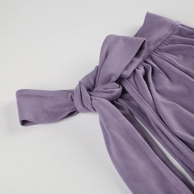 Sleeveless high neck knotted ruched top
