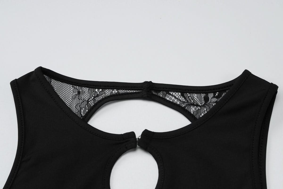 Sleeveless hollow out mesh cut out maxi dress