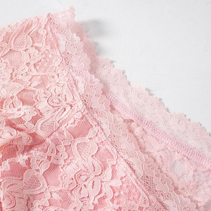 Long flared sleeve off shoulder lace see through mini dress