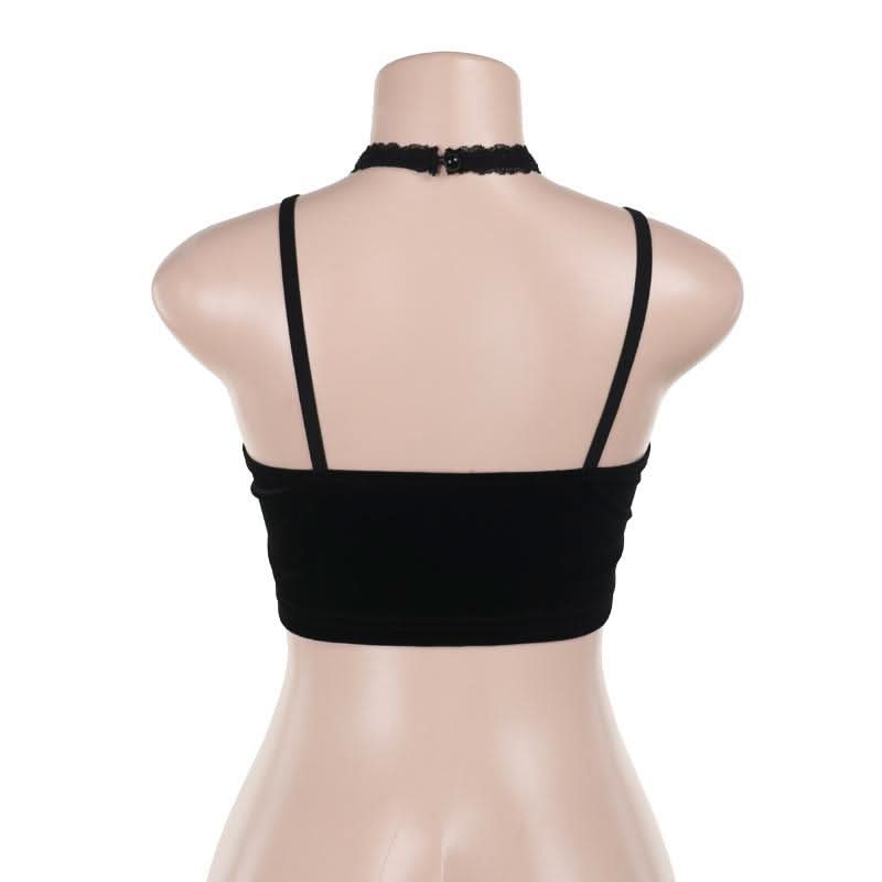 Halter harness velvet cami top