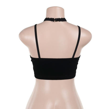 Halter harness velvet cami top