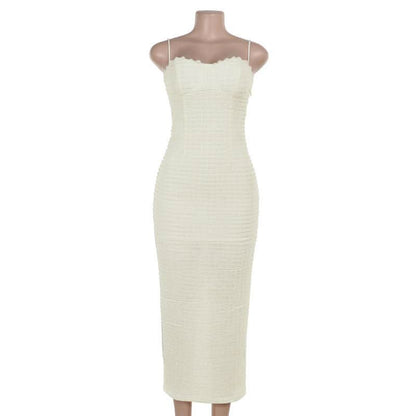 Lace up slit textured spaghetti strap lace hem maxi dress