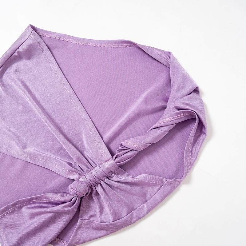 Knotted irregular one shoulder hollow out slit cut out maxi dress