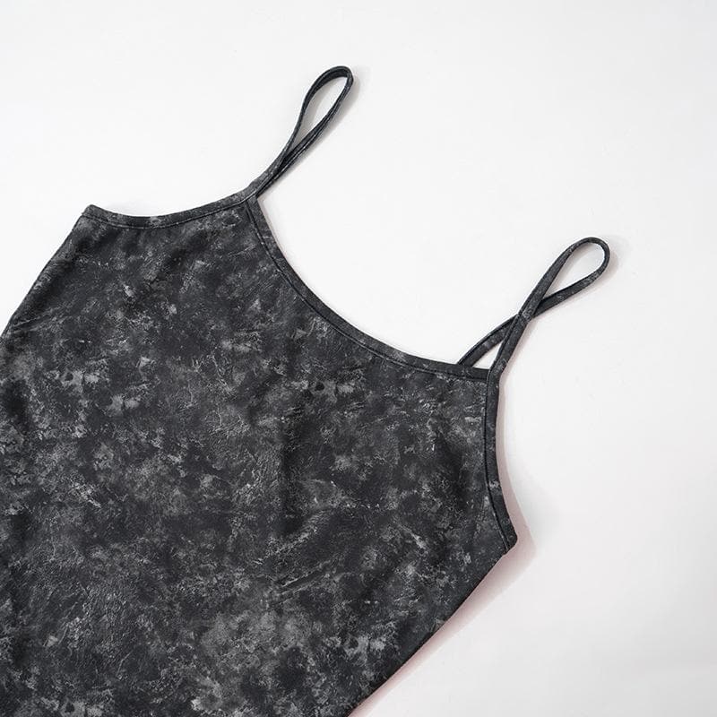 U neck print backless cami maxi dress