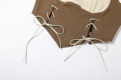 Lace up halter open back crop top