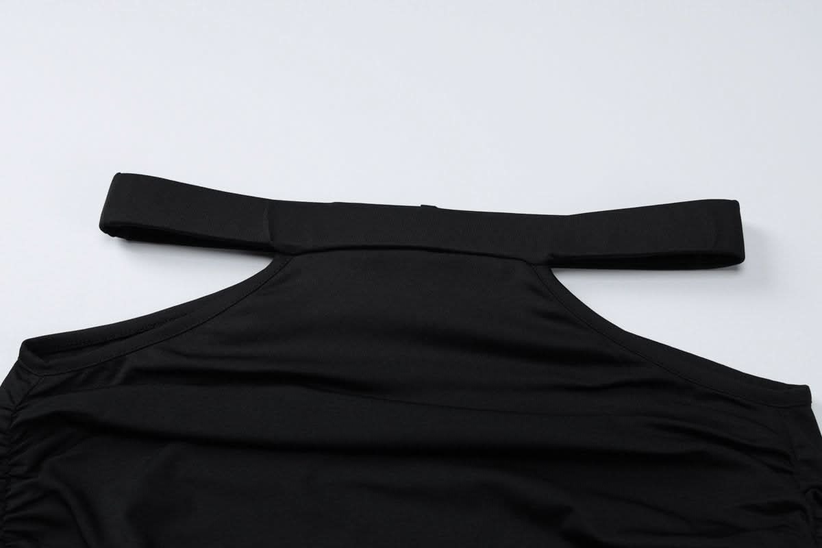 Off shoulder long sleeve hollow out cut out maxi dress