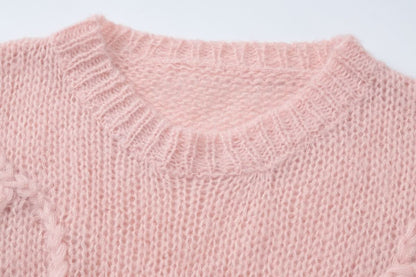Crewneck long sleeve knitted abstract pattern top