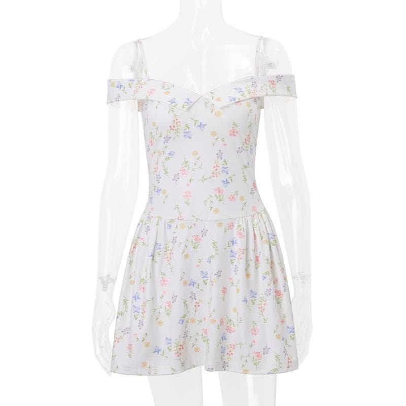 Turnover collar off shoulder zip-up cami mini dress