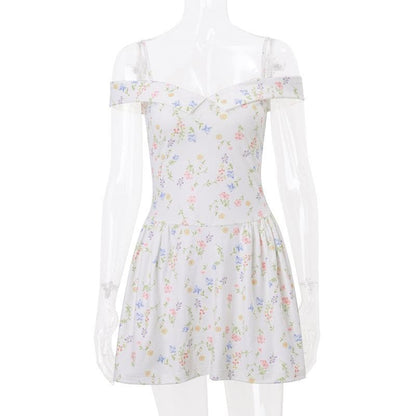 Turnover collar off shoulder zip-up cami mini dress