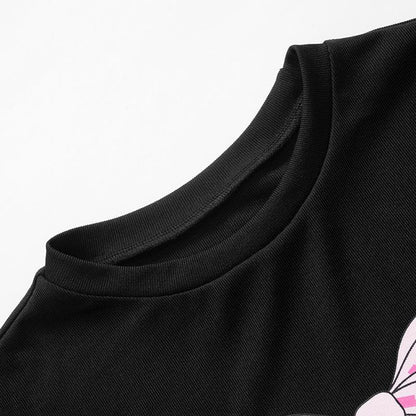 Bowknot pattern contrast crewneck long sleeve top