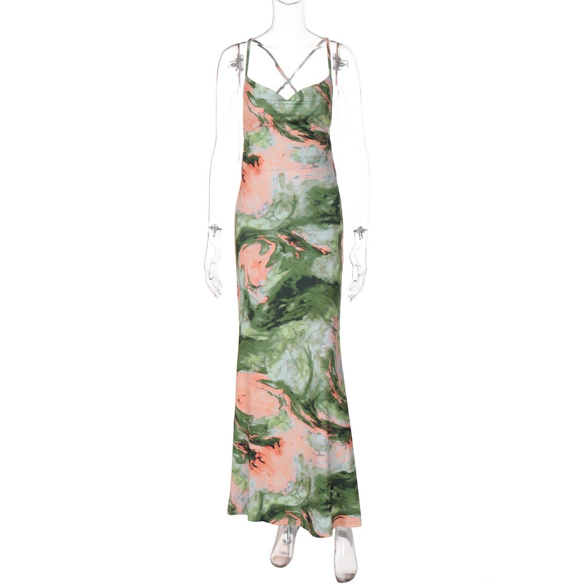 Tie dye cross front cami maxi dress