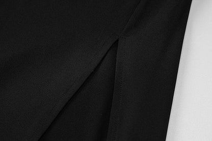 Feather solid slit backless gloves tube mini dress