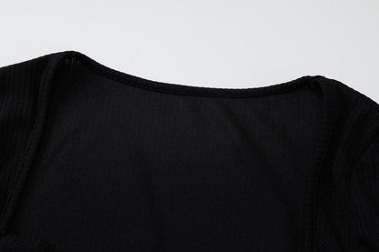 Long sleeve ribbed hollow out cut out mini dress