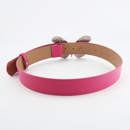 Butterfly decor PU leather belt