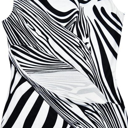Zebra print hollow out high neck cut out maxi dress