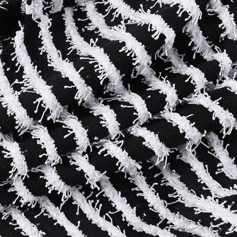 Textured self tie contrast patchwork slit pant