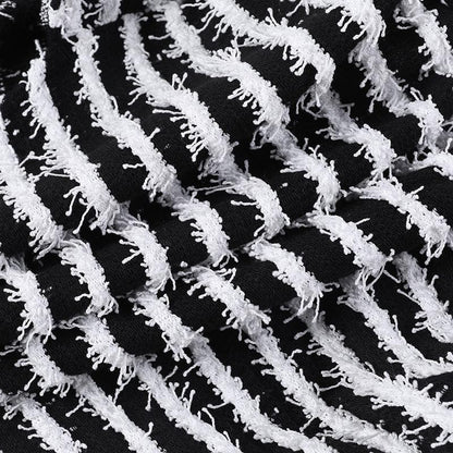 Textured self tie contrast patchwork slit pant