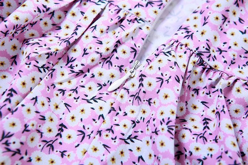 Sweetheart Neck Cross Halter Strap Ditsy Floral Print A Line Mini Dress