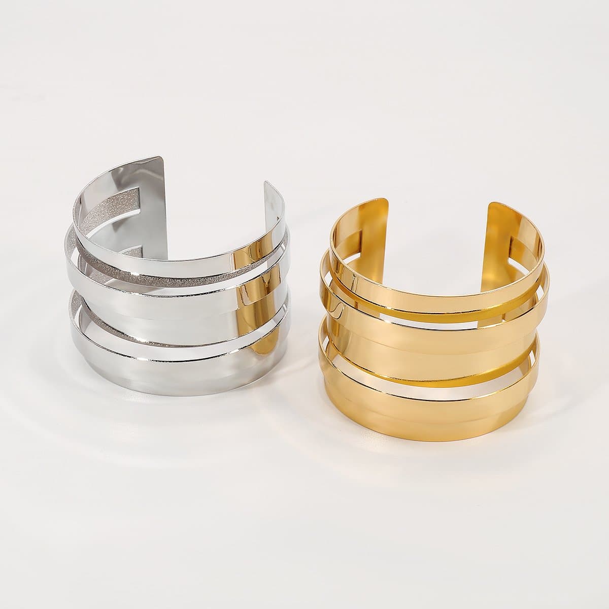 Layered open solid hollow out bracelet