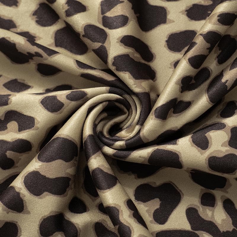 Lace hem patchwork leopard print cami mini dress
