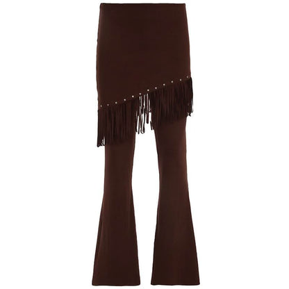 Rivet tassels patchwork low rise pant