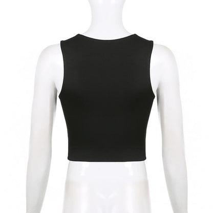 Double-layered square neck sleeveless solid crop top