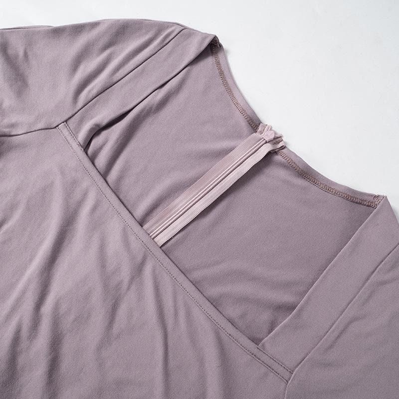 Short sleeve square neck zip-up solid jumpsuit